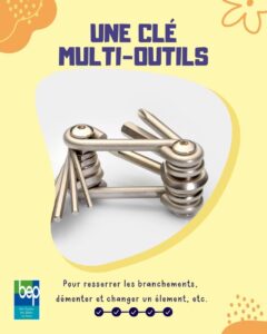 illustration d'une clé compacte avec différents outils pour visser ou dévisser